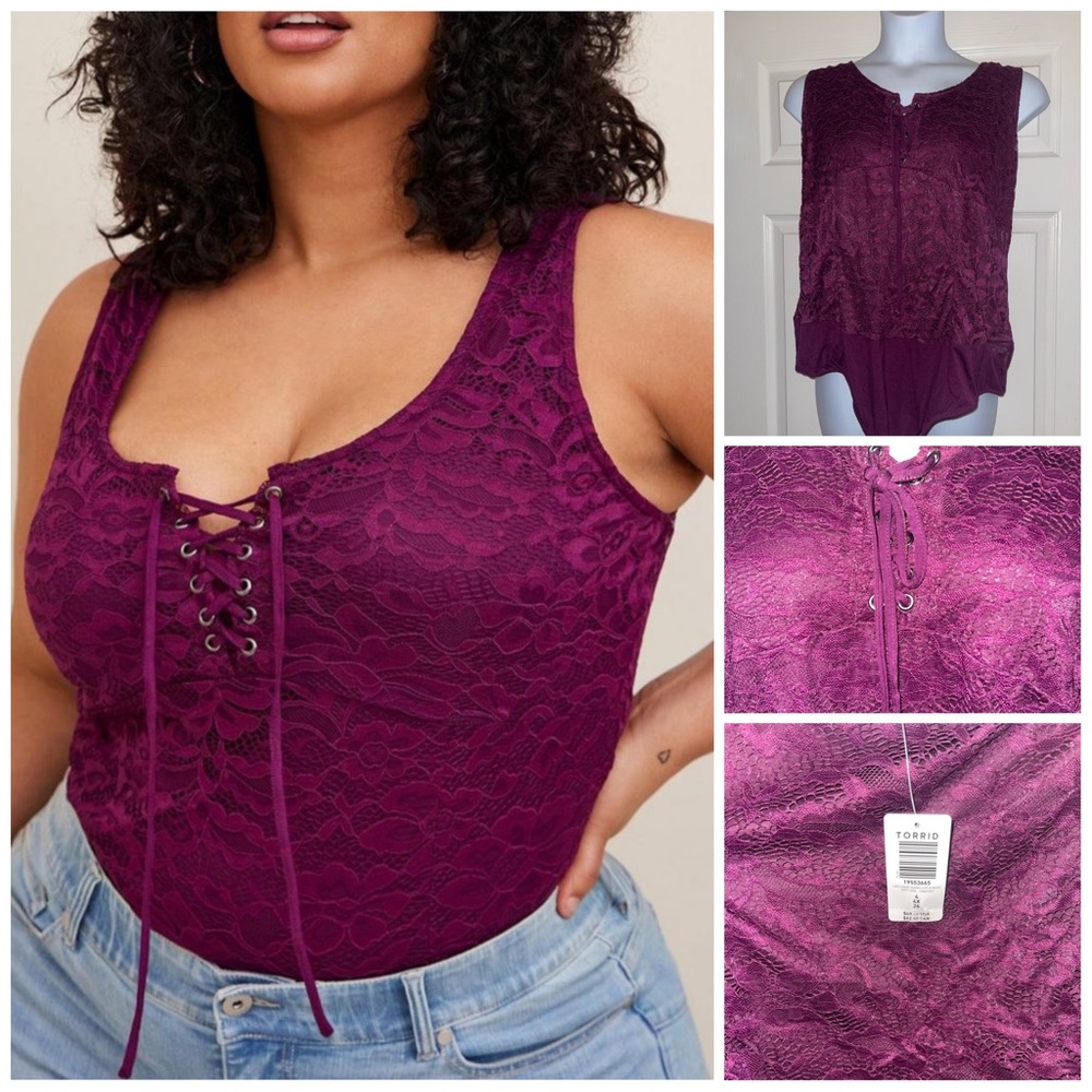 Torrid NWT Lace Corset Seamed Lace-Up Bodysuit